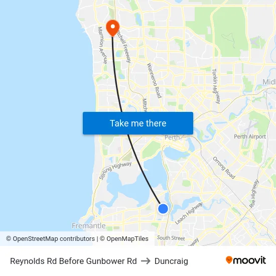 Reynolds Rd Before Gunbower Rd to Duncraig map