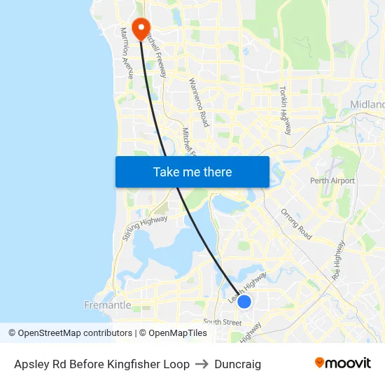 Apsley Rd Before Kingfisher Loop to Duncraig map