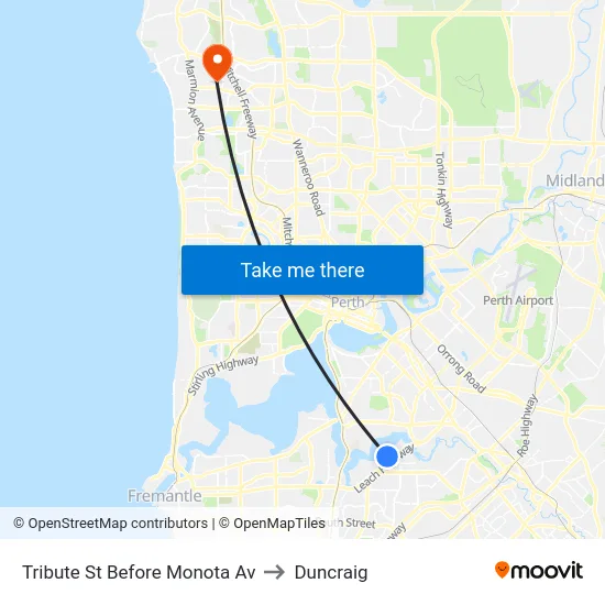 Tribute St Before Monota Av to Duncraig map