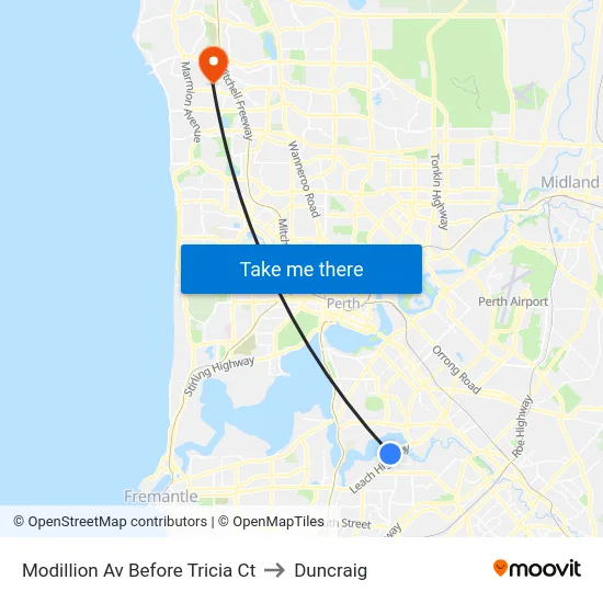 Modillion Av Before Tricia Ct to Duncraig map