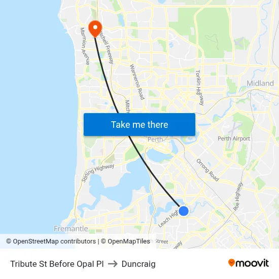 Tribute St Before Opal Pl to Duncraig map
