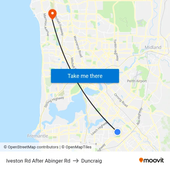 Iveston Rd After Abinger Rd to Duncraig map