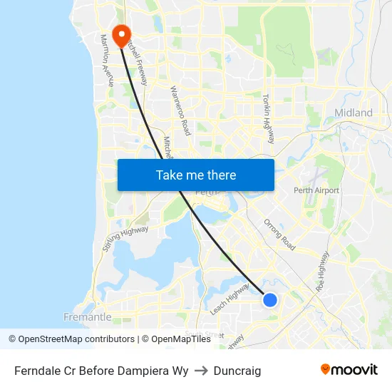 Ferndale Cr Before Dampiera Wy to Duncraig map
