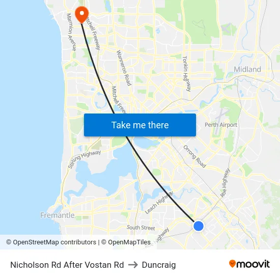 Nicholson Rd After Vostan Rd to Duncraig map