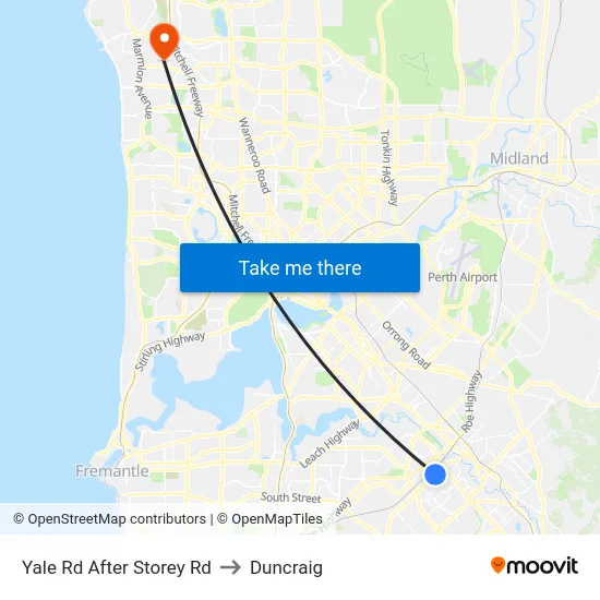 Yale Rd After Storey Rd to Duncraig map