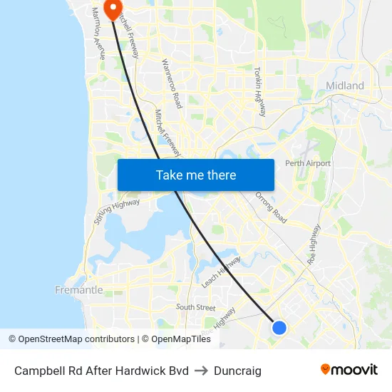 Campbell Rd After Hardwick Bvd to Duncraig map