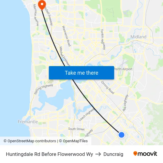 Huntingdale Rd Before Flowerwood Wy to Duncraig map