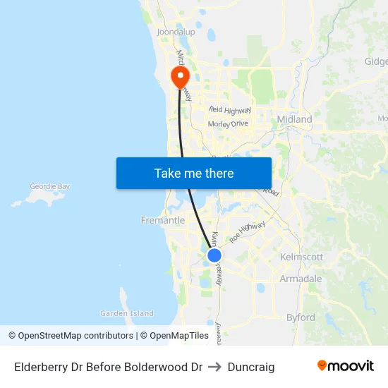 Elderberry Dr Before Bolderwood Dr to Duncraig map