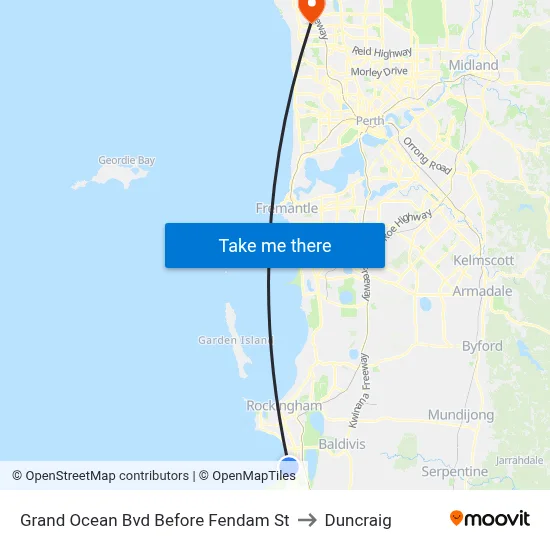 Grand Ocean Bvd Before Fendam St to Duncraig map