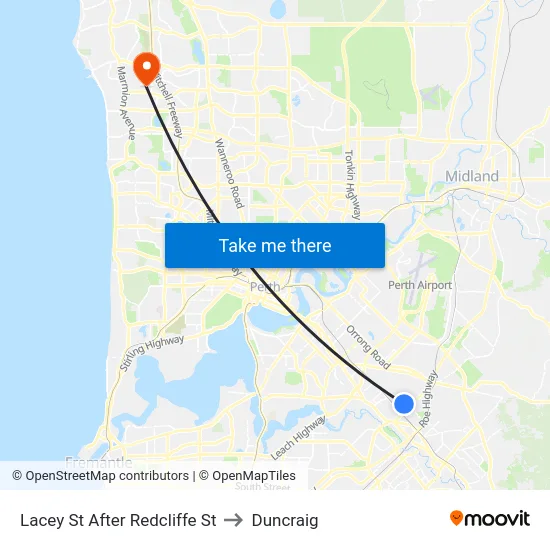 Lacey St After Redcliffe St to Duncraig map