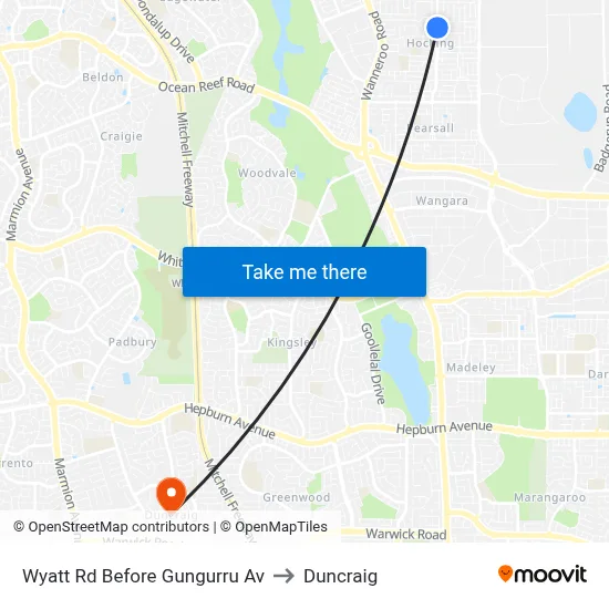 Wyatt Rd Before Gungurru Av to Duncraig map
