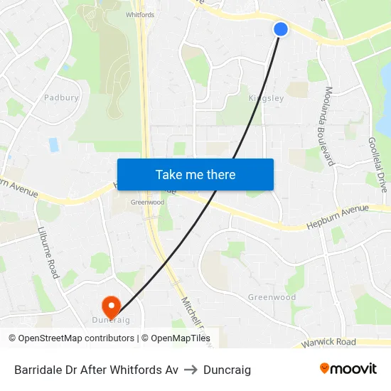 Barridale Dr After Whitfords Av to Duncraig map