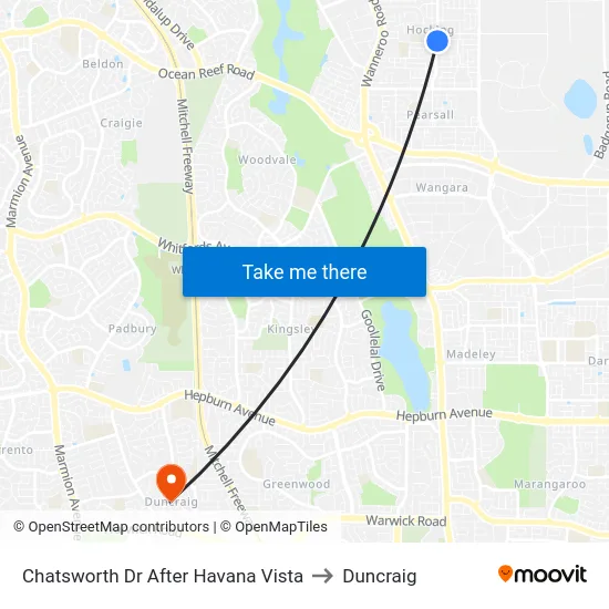 Chatsworth Dr After Havana Vista to Duncraig map