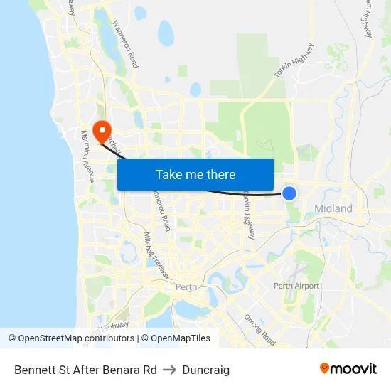 Bennett St After Benara Rd to Duncraig map