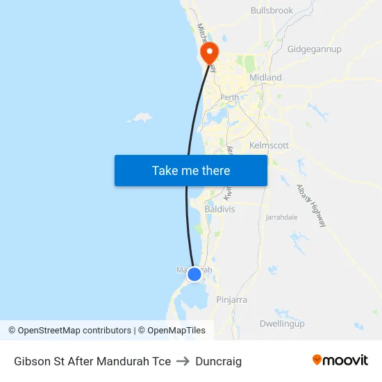 Gibson St After Mandurah Tce to Duncraig map