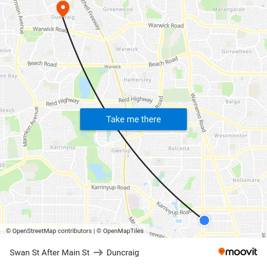 Swan St After Main St to Duncraig map