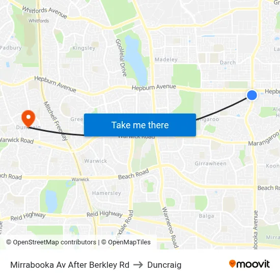 Mirrabooka Av After Berkley Rd to Duncraig map