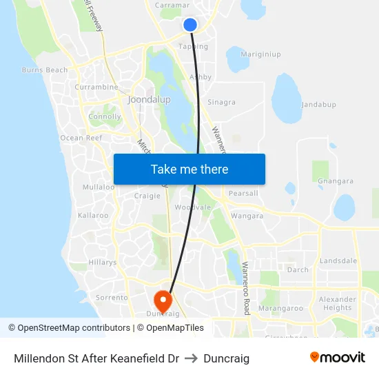 Millendon St After Keanefield Dr to Duncraig map