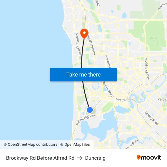 Brockway Rd Before Alfred Rd to Duncraig map