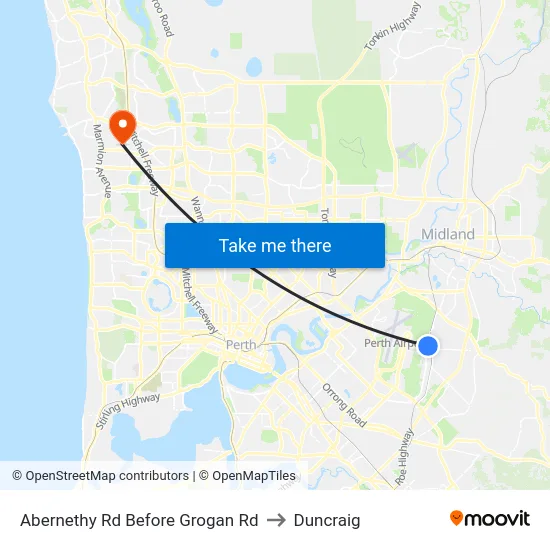Abernethy Rd Before Grogan Rd to Duncraig map