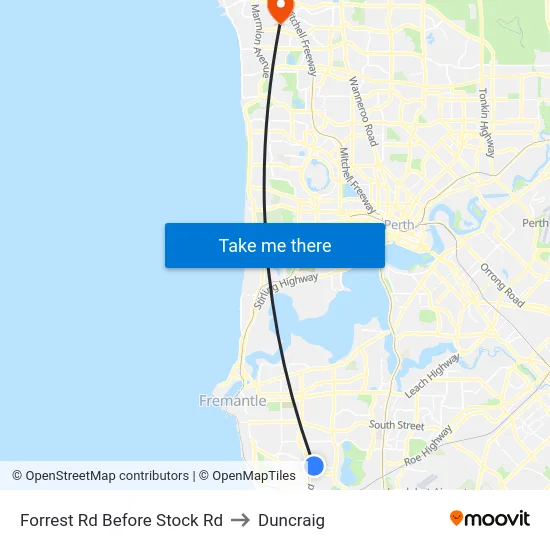 Forrest Rd Before Stock Rd to Duncraig map