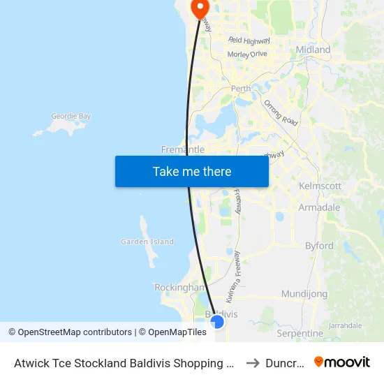 Atwick Tce Stockland Baldivis Shopping Centre to Duncraig map
