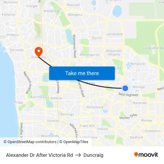 Alexander Dr After Victoria Rd to Duncraig map