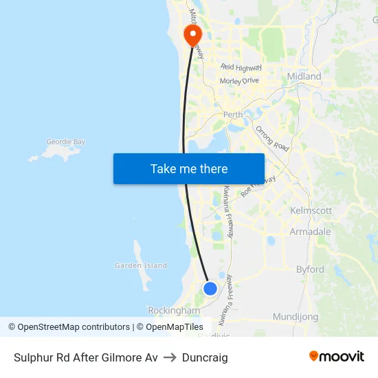 Sulphur Rd After Gilmore Av to Duncraig map