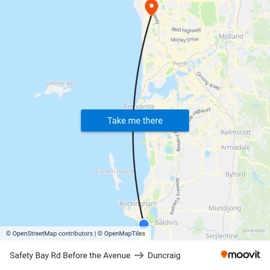 Safety Bay Rd Before the Avenue to Duncraig map