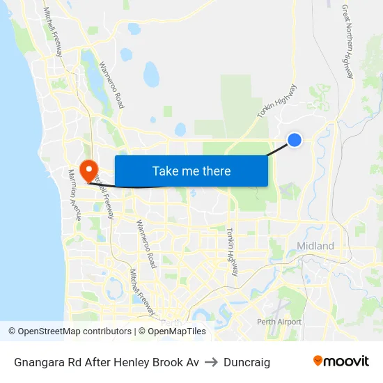 Gnangara Rd After Henley Brook Av to Duncraig map