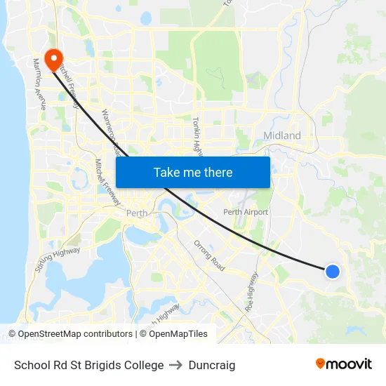 School Rd St Brigids College to Duncraig map