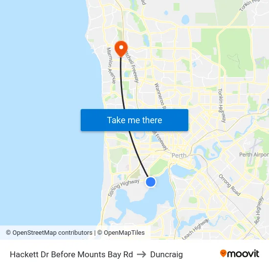 Hackett Dr Before Mounts Bay Rd to Duncraig map