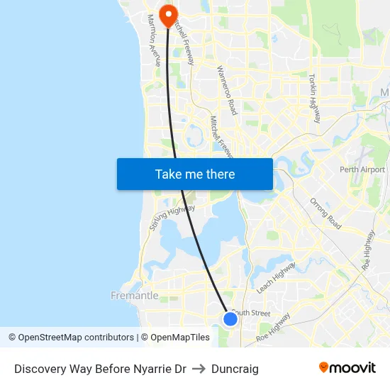 Discovery Way Before Nyarrie Dr to Duncraig map