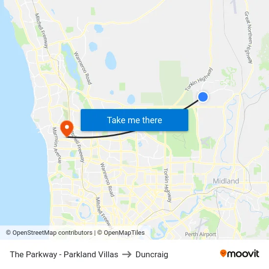 The Parkway   - Parkland Villas to Duncraig map