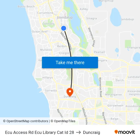 Ecu Access Rd Ecu Library Cat Id 28 to Duncraig map