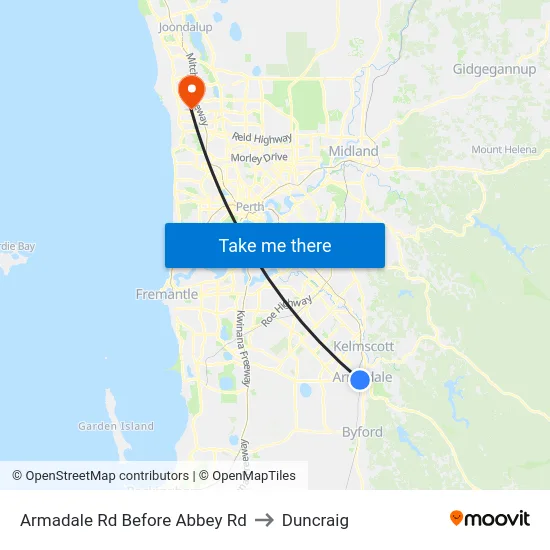 Armadale Rd Before Abbey Rd to Duncraig map