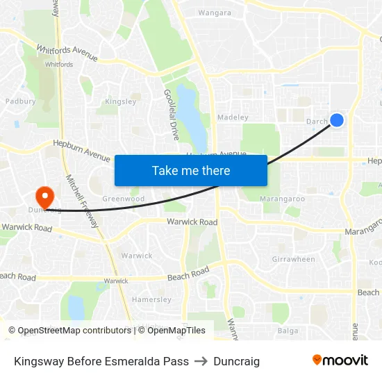 Kingsway   Before Esmeralda Pass to Duncraig map