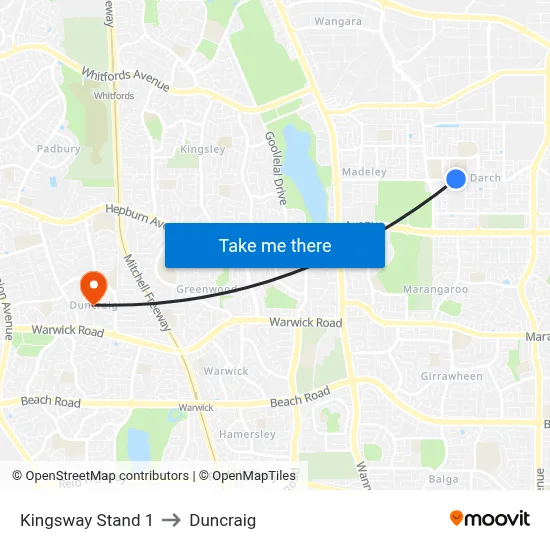 Kingsway   Stand 1 to Duncraig map