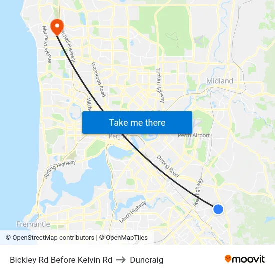Bickley Rd Before Kelvin Rd to Duncraig map