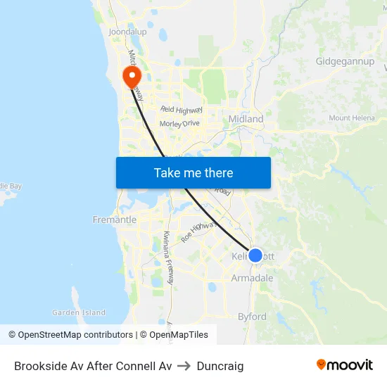 Brookside Av After Connell Av to Duncraig map