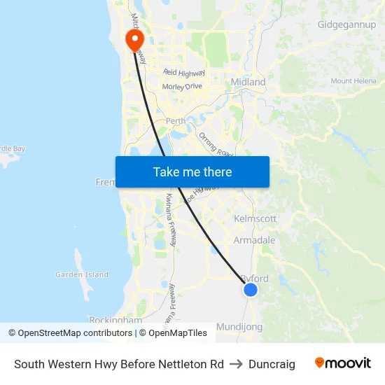 South Western Hwy Before Nettleton Rd to Duncraig map