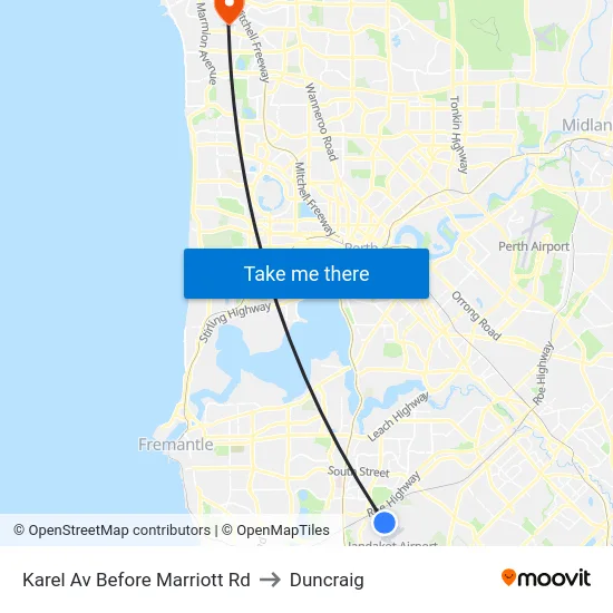 Karel Av Before Marriott Rd to Duncraig map