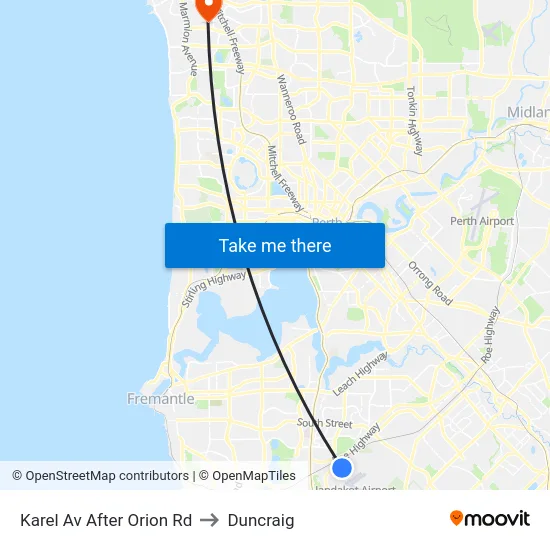 Karel Av After Orion Rd to Duncraig map