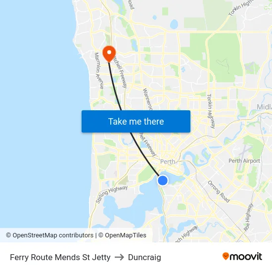 Ferry Route Mends St Jetty to Duncraig map