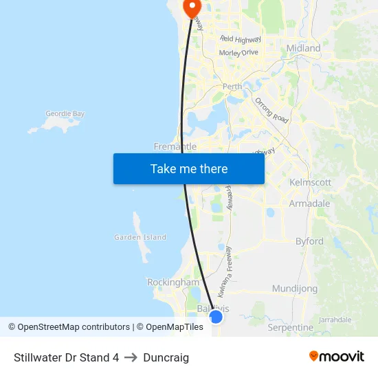 Stillwater Dr Stand 4 to Duncraig map