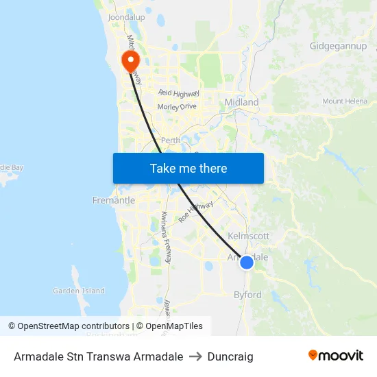 Armadale Stn Transwa Armadale to Duncraig map