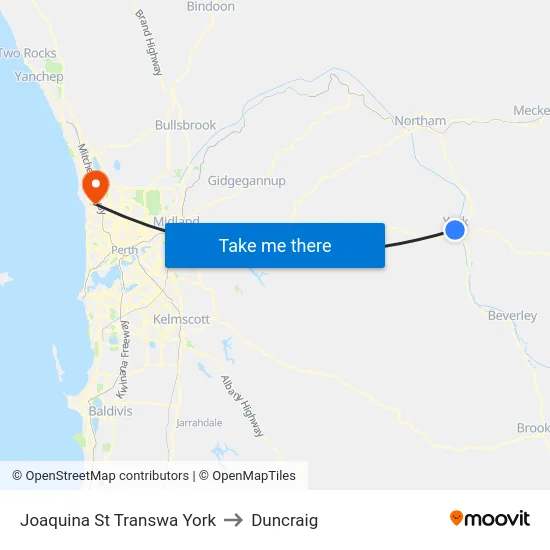 Joaquina St Transwa York to Duncraig map