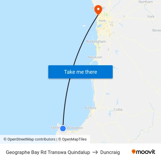 Geographe Bay Rd Transwa Quindalup to Duncraig map