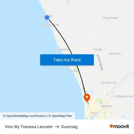 Vins Wy Transwa Lancelin to Duncraig map