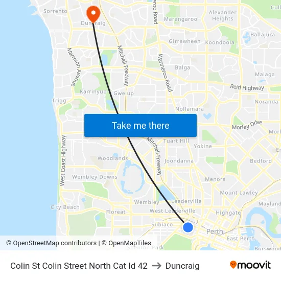 Colin St Colin Street North Cat Id 42 to Duncraig map